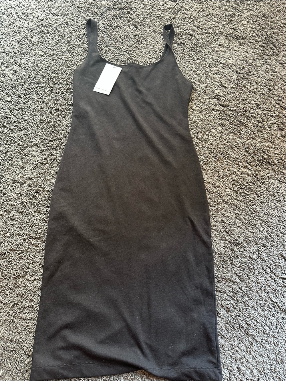 NEW Zara Classic Black Tank Midi Dress - Women's Casual Bodycon Large